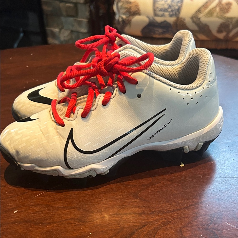 Nike Kids White and Red Cleats